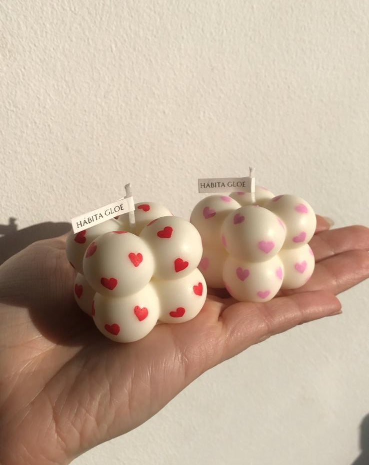 Vela decorativa - Mini Bubble Corazones