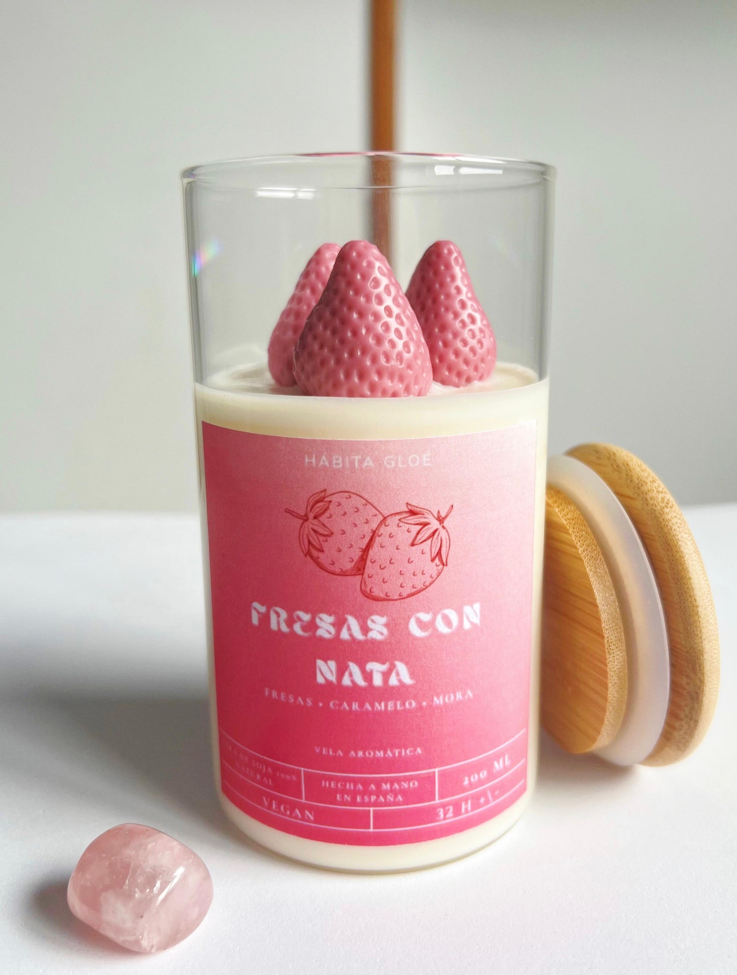 Vela aromática con tapa de bambú
